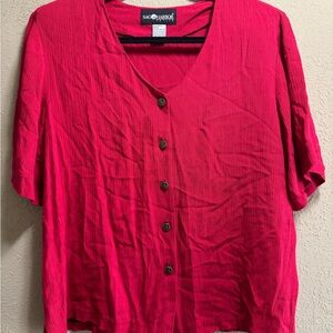 Sag Harbor Red Boxy Short Sleeve Blouse